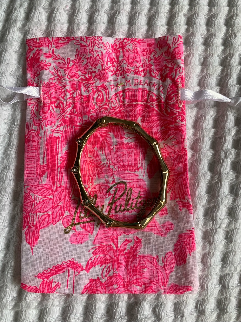 Gold Bamboo-Style Bangle Bracelet - Lilly Pulitzer NWOT